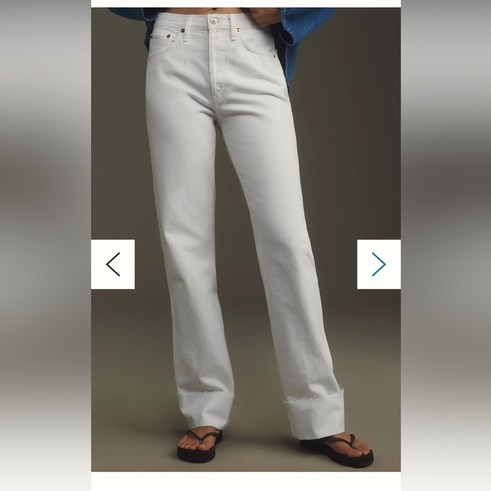 NWT RE/DONE Loose Long Cuffed High-Rise Straight-Leg Jeans